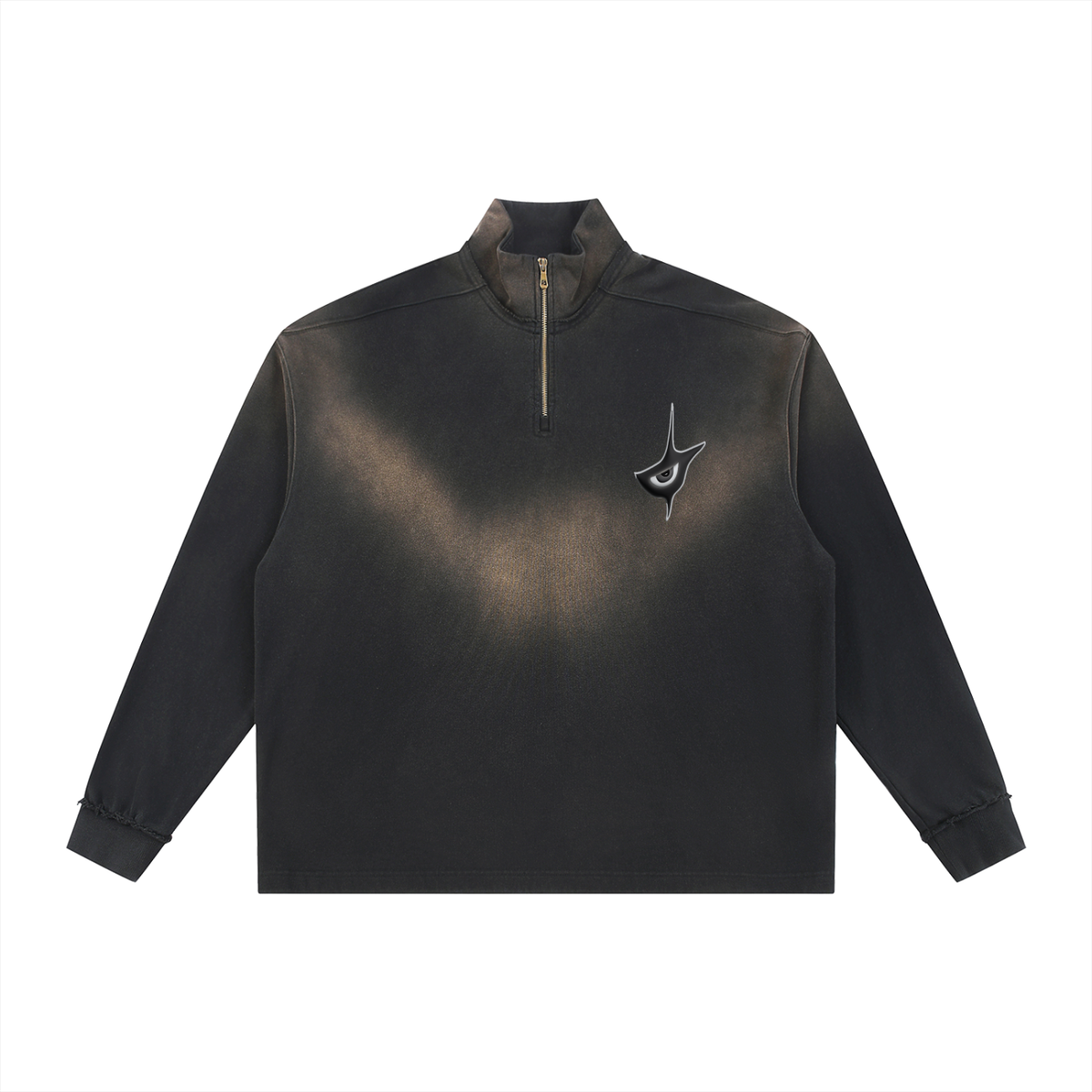 Sun Fade Raw Edge Quarter-Zip Sweatshirt
