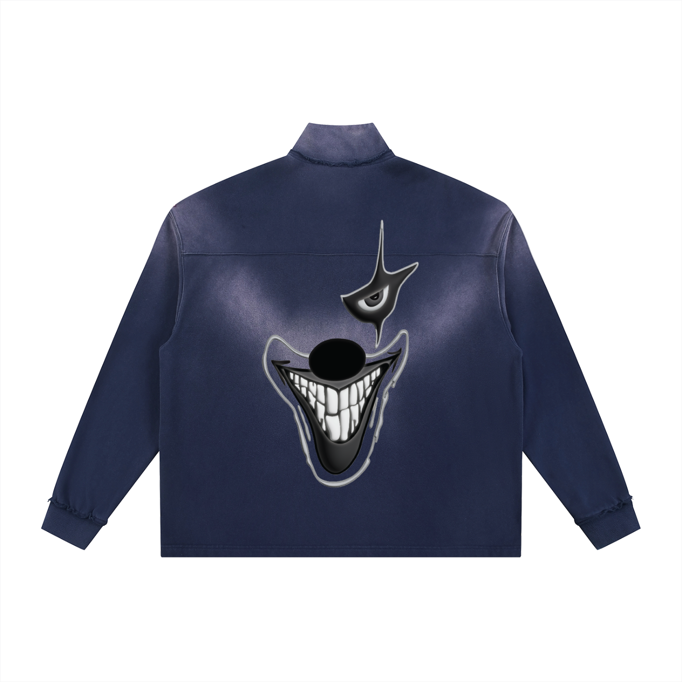 Sun Fade Raw Edge Quarter-Zip Sweatshirt