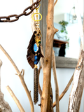 Charm BrownLeather/Gold & Blue #03