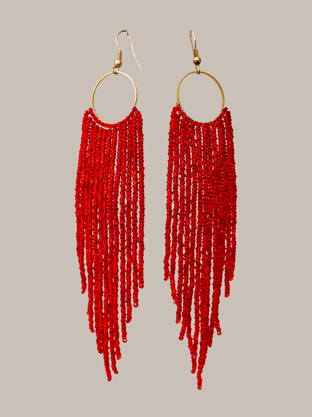 Red fringe earring