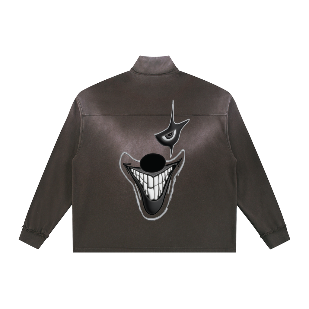 Sun Fade Raw Edge Quarter-Zip Sweatshirt