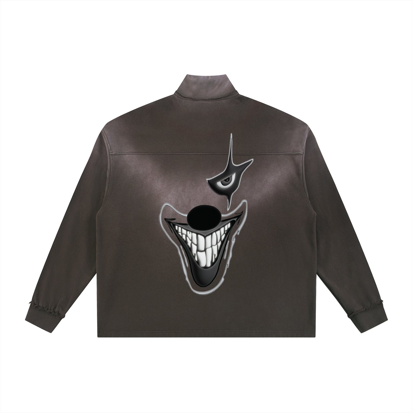 Sun Fade Raw Edge Quarter-Zip Sweatshirt