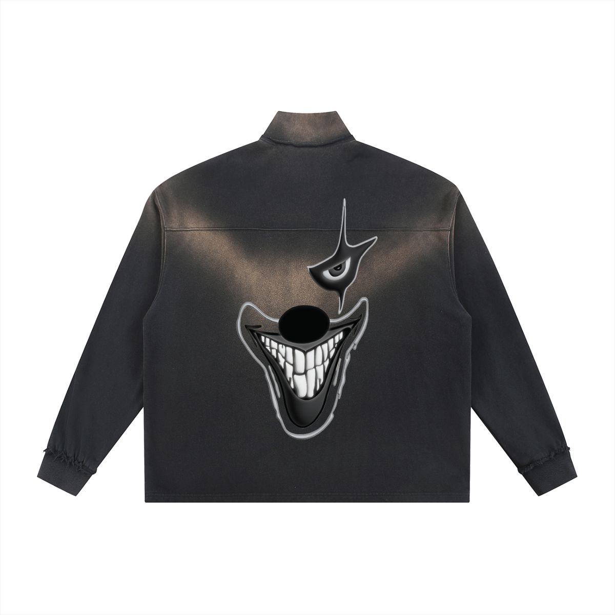 Sun Fade Raw Edge Quarter-Zip Sweatshirt